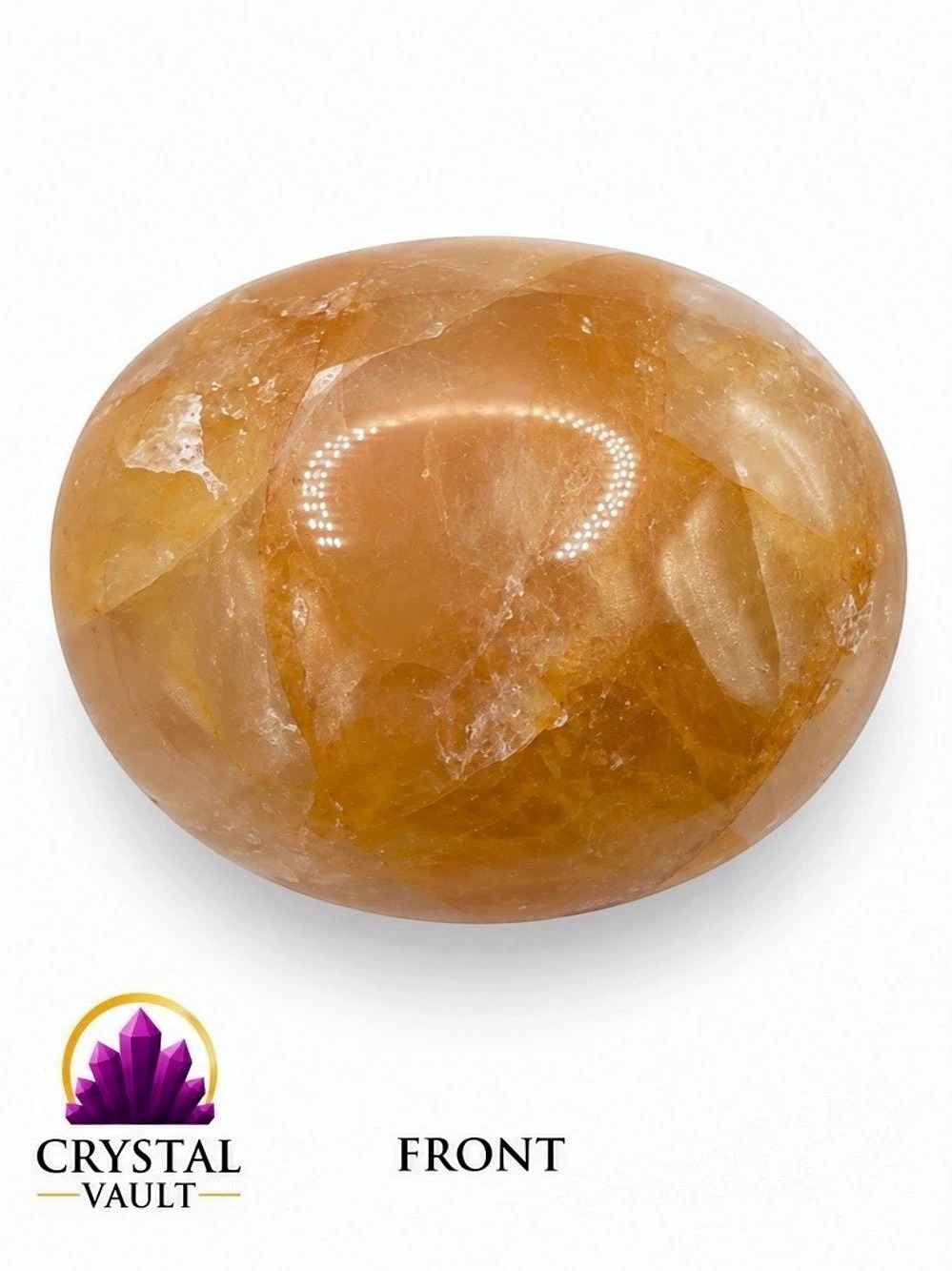 Golden Honey Calcite Palm Stone 2.1” Polished Crystal 2.7 oz